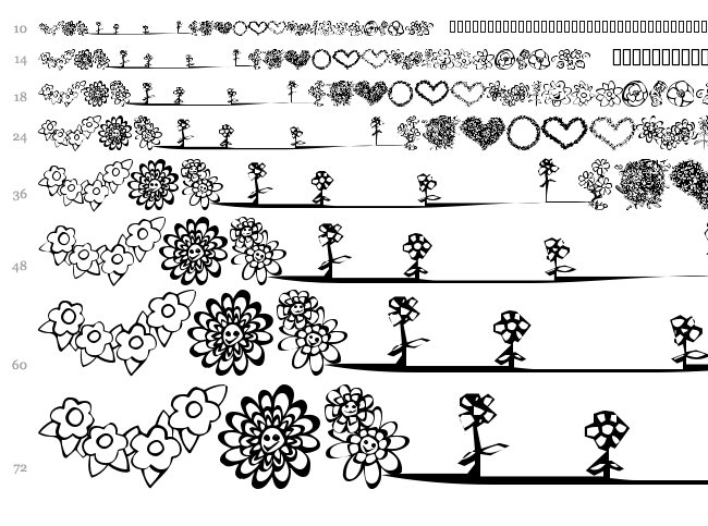 KR Just The Flowers font waterfall